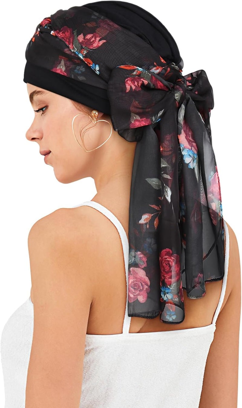 Awefeel Chemo Hats for Women – Extra Long 47" Chiffon Scarf – Soft Cancer Headwear for Hair Loss – Stylish Chemo Caps - Image 3